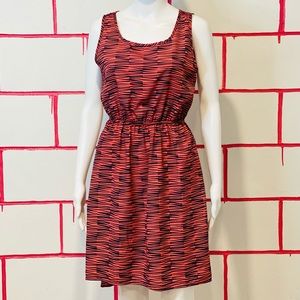 Blue and pink blouson dress